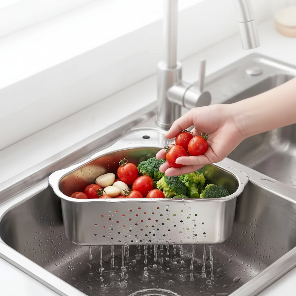 Velroxa Corner Sink Strainer & Organizer