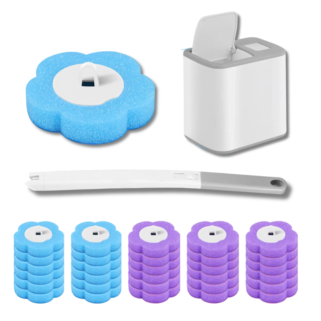 Velroxa Touch-Free Disposable Toilet Brush Kit with Wand and Refill Heads
