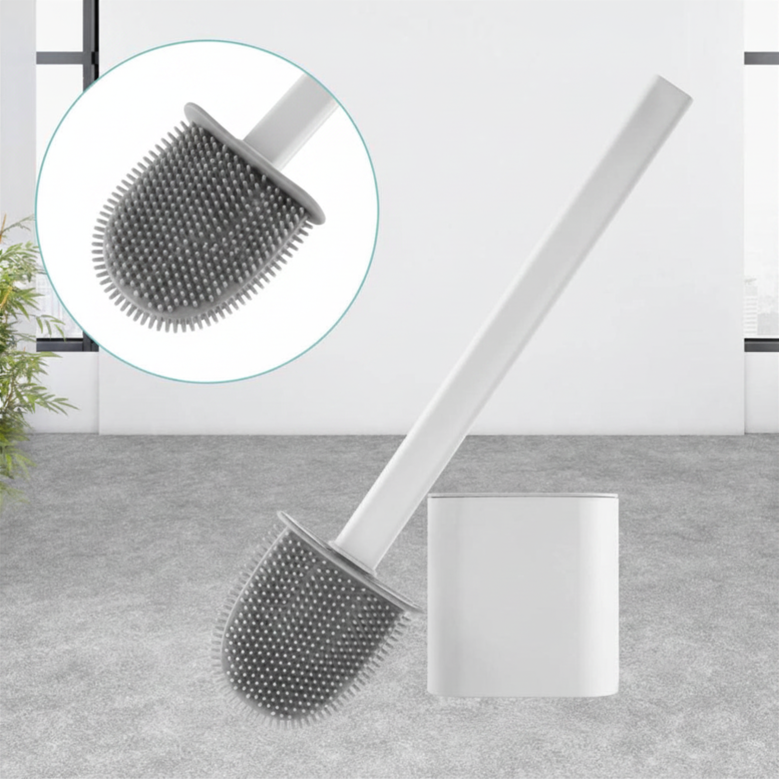 Velroxa Silicone Toilet Brush with Holder