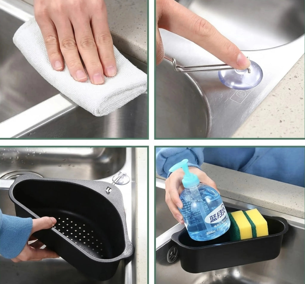 Velroxa Corner Sink Strainer & Organizer